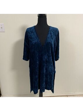 Free People We The Free FP Velvet Luxe Tunic Top Dress Teal 
Size XS